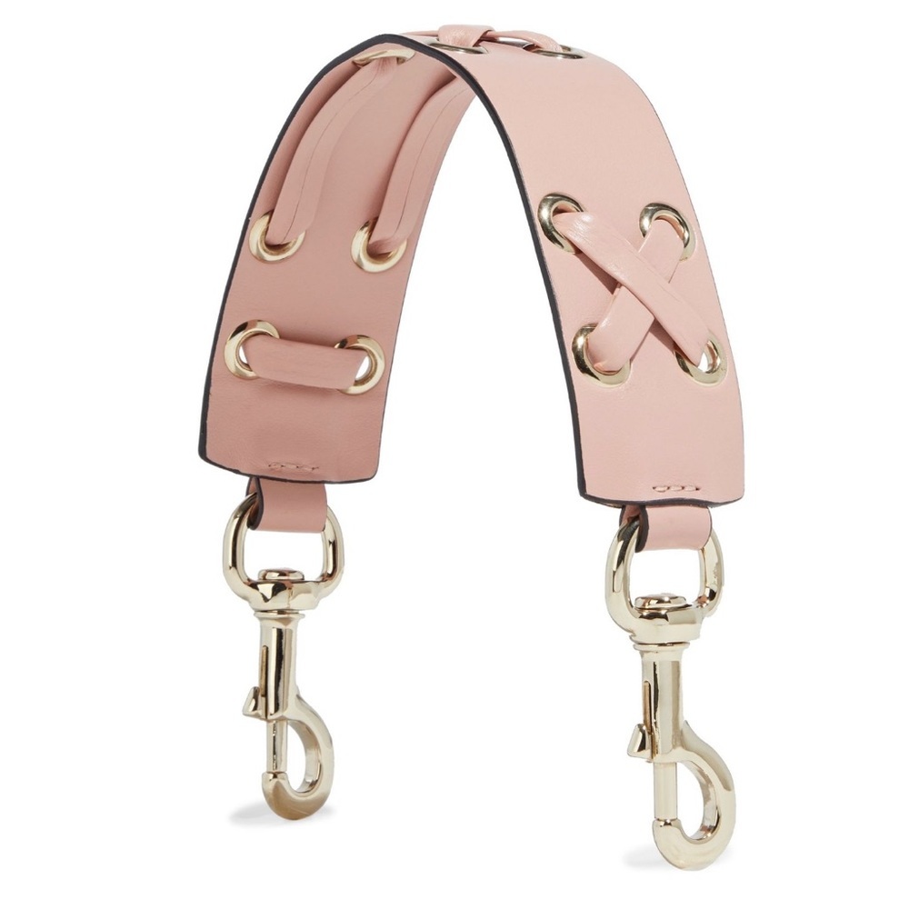 RED(V) - RED VALENTINO - Whipstitched Leather Bag Strap - Pink Rose - NEW